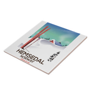 Hemsedal Norwegen Skitourenplakat Fliese
