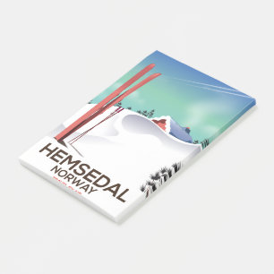 Hemsedal Norwegen Skitourenplakat Post-it Klebezettel
