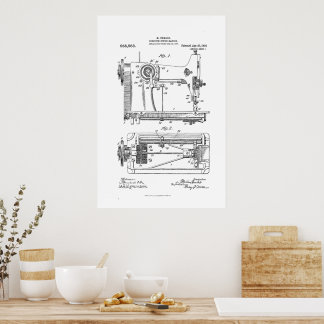 Hemstiet Vintage Nähmaschine - Wandkunst Poster