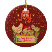 Hen and Chicks Christmas ornament and gift tag 