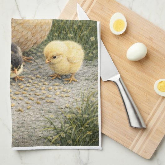 Hen and Chicks Farm Kitchen Towel Geschirrtuch (Viertel Falte)