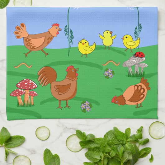 Hen and chicks geschirrtuch (Gefaltet)