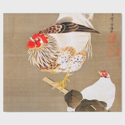 Hen and Rooster with Grapevine by Ito Jakuchu Geschenkpapier (Flach)