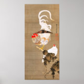 Hen and Rooster with Grapevine by Ito Jakuchu Poster (Vorne)