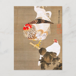 Hen and Rooster with Grapevine by Ito Jakuchu Postkarte