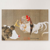 Hen and Rooster with Grapevine by Ito Jakuchu Puzzle (Horizontal)