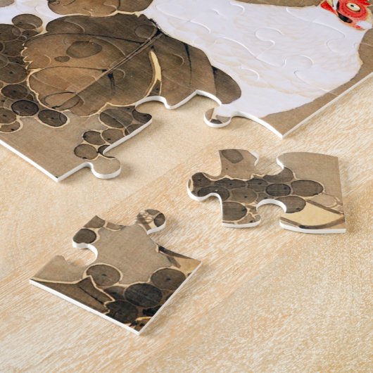 Hen and Rooster with Grapevine by Ito Jakuchu Puzzle (Seite)
