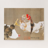 Hen and Rooster with Grapevine by Ito Jakuchu Puzzle (Horizontal)