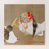 Hen and Rooster with Grapevine by Ito Jakuchu Puzzle (Horizontal)