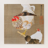 Hen and Rooster with Grapevine by Ito Jakuchu Puzzle (Vertikal)