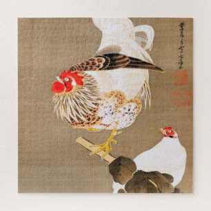 Hen and Rooster with Grapevine by Ito Jakuchu Puzzle