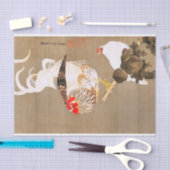 Hen and Rooster with Grapevine by Ito Jakuchu Seidenpapier (Handwerk)