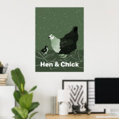 Hen & Chick Green Kitchen Wand an Wand Poster (Heimbüro)