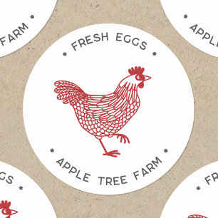 Hen Chicken Fresh Eggs Personalisiert Runder Aufkleber