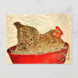 Hen Chicken Painting Art Ohrfeigen Postkarte