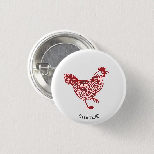 Hen Chicken Personalisiert Button (Vorne & Hinten)