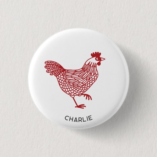 Hen Chicken Personalisiert Button (Vorderseite)
