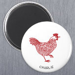 Hen Chicken Personalisiert Magnet<br><div class="desc">Eine rote Henne für Geflügelliebhaber. Ändern Sie den Namen oder den Text,  um ihn zu personalisieren. Originelle Kunst von Nic Squirrell.</div>