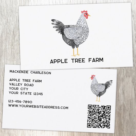 Hen Chicken Poultry Egg Farm QR Code Visitenkarte