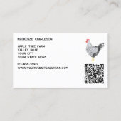 Hen Chicken Poultry Egg Farm QR Code Visitenkarte (Rückseite)