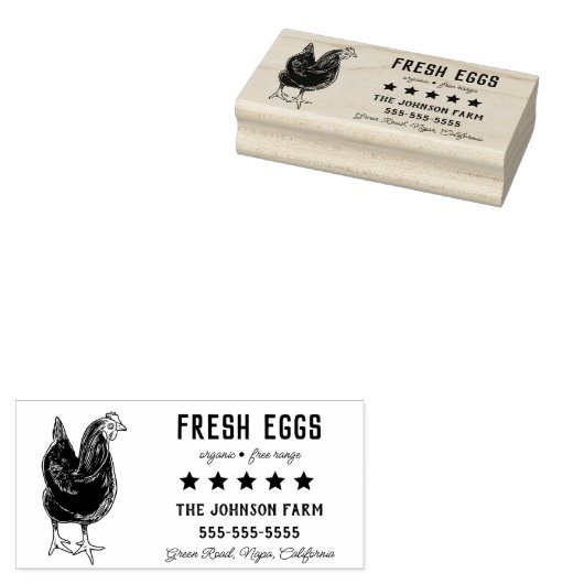 Hen Family Fresh Eggs Anschrift Kautschuk Briefmar Gummistempel (Stempel)