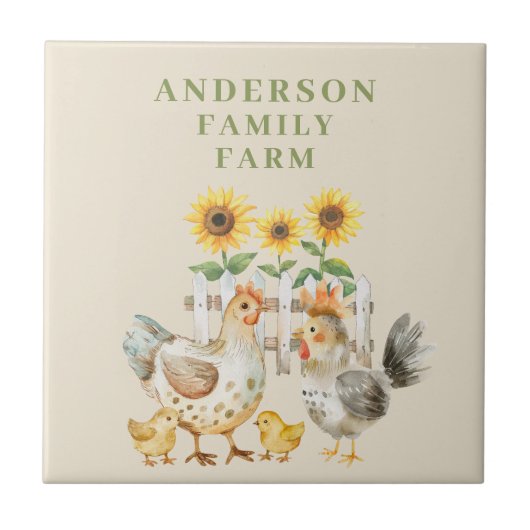 Hen Farm House Personalisiert Fliese (Vorderseite)
