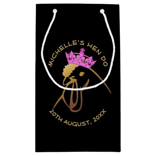 Hen in Pink Crown Bachelorette Party Custom Kleine Geschenktüte (Rückseite)