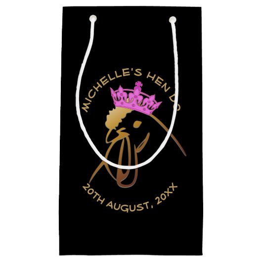 Hen in Pink Crown Bachelorette Party Custom Kleine Geschenktüte (Vorderseite)