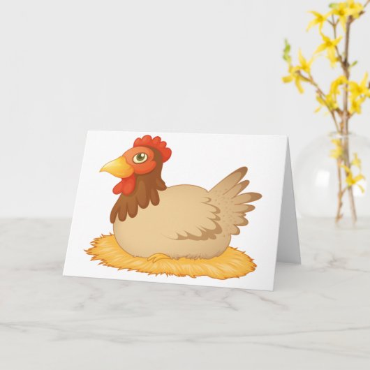 Hen Lay on Eggs Grußkarten Karte (Gelbe Blume)