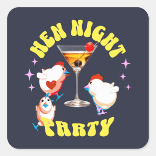 Hen Night Party, Junggeselinnen-Abschied Funny Hen Quadratischer Aufkleber