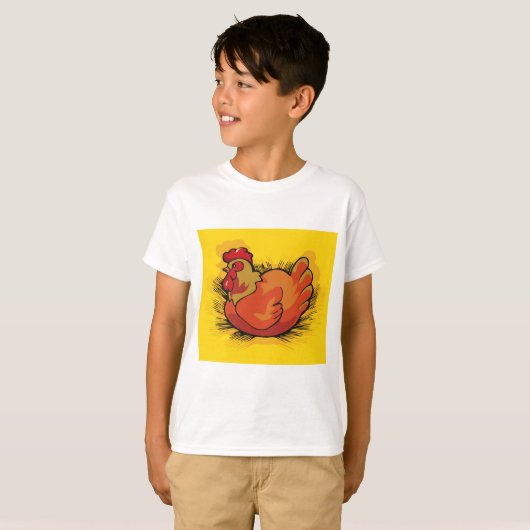 Hen on Nest Bright Farmyard Chicken T-Shirt