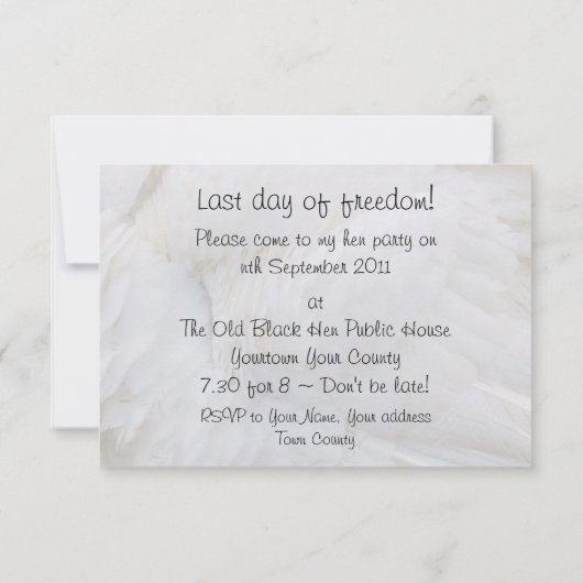 Hen Party batchelorette Einladung (Rückseite)
