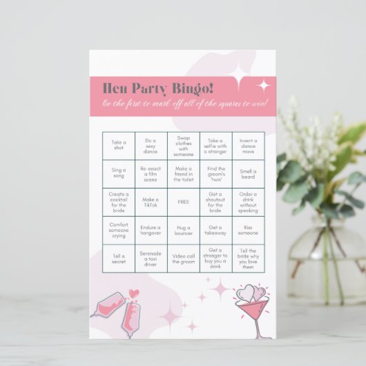 Hen Party Bingo | Hen Do | Eisbrecher | Hochzeit (Stehend Vorderseite)