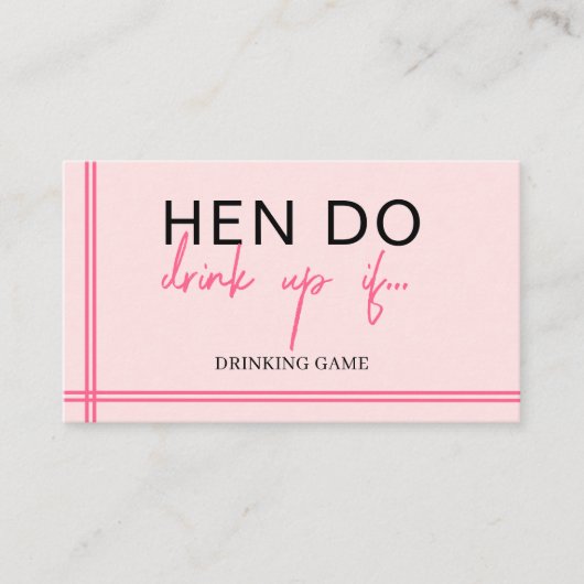 Hen Party Card Game, Drink Game, Hen Do, Party Begleitkarte (Vorderseite)