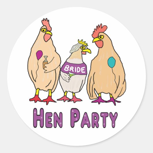 Hen Party Runder Aufkleber (Vorderseite)