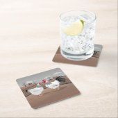 Hen & Rooster Rechteckiger Pappuntersetzer (Vor Ort)