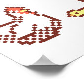 Hen, Rooster und Chick Pixel Art Poster (Ecke)