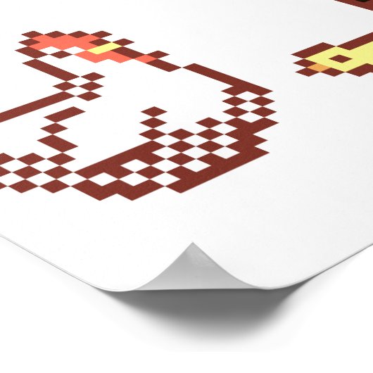 Hen, Rooster und Chick Pixel Art Poster (Ecke)