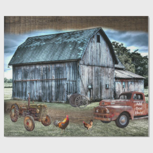 Hen Saw Wagon Wheel Geschenkpapier