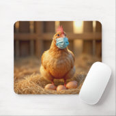 Hen Tragen einer blauen Gesichtsmaske Mousepad (Mit Mouse)