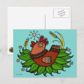 Hen Ukrainian Folk Art Postkarte (Vorne/Hinten)