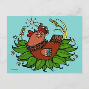 Hen Ukrainian Folk Art Postkarte