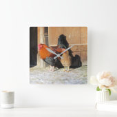 Hen und Rooster Rustikale Hühnerküche Uhr (Zuhause)