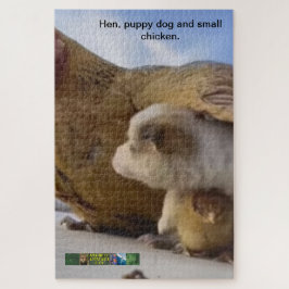 Hen, Welpen ​ ​ und kleines Hühnerpuzzle. Puzzle