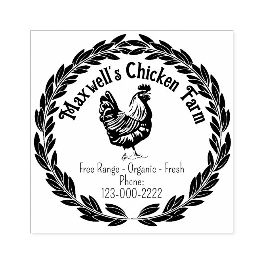 Hen Wreath Classic Egg Carton Labeling Gummistempel (Prägung)