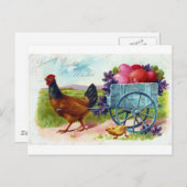 Hen zieht Karren Oster Vintage Postkarte (Vorne/Hinten)