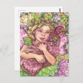 Henbit Fairy umarmtes Hühnchen Postcard Postkarte (Vorne/Hinten)