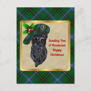 Henderson Clan Abzeichen & Tartan Christmas Postca Postkarte