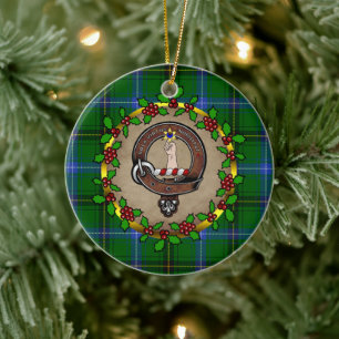 Henderson Clan Abzeichen & Tartan Personalisiert X Keramik Ornament