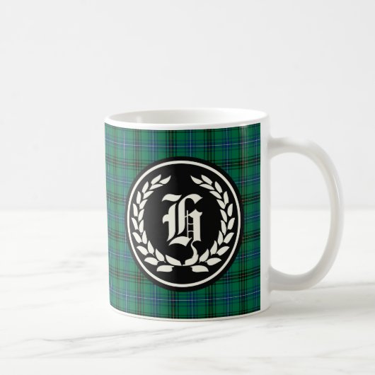 Henderson Clan Green und Blue Tartan Monogram Kaffeetasse (Rechts)
